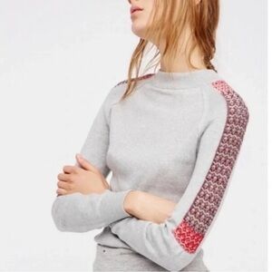 Free people raspberry jam mock neck long sleeve sweater gray